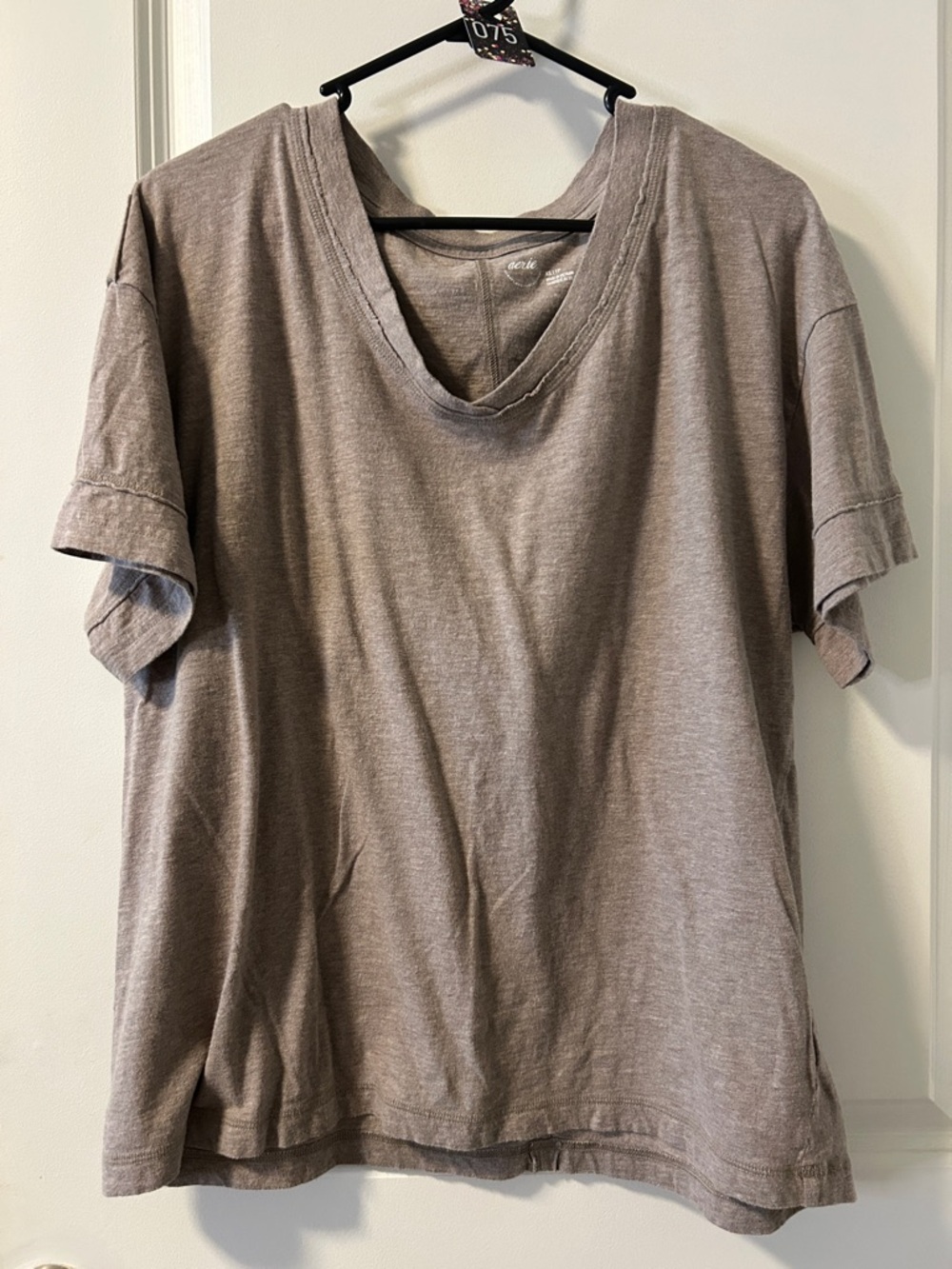 75. aerie Relaxed V-Neck Short Sleeve Tee in Taupe